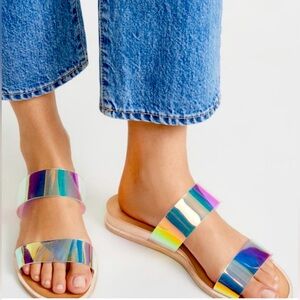 Dolce Vita Payce Slide Sandals - silver iridescent